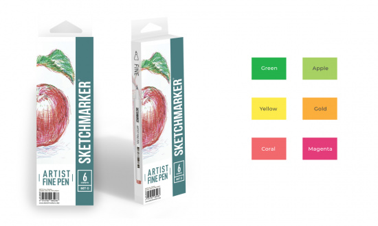 Набор капиллярных ручек Sketchmarker Artist fine pen Basic 3 6цв Набор капиллярных ручек Sketchmarker Artist fine pen Basic 3 6цв